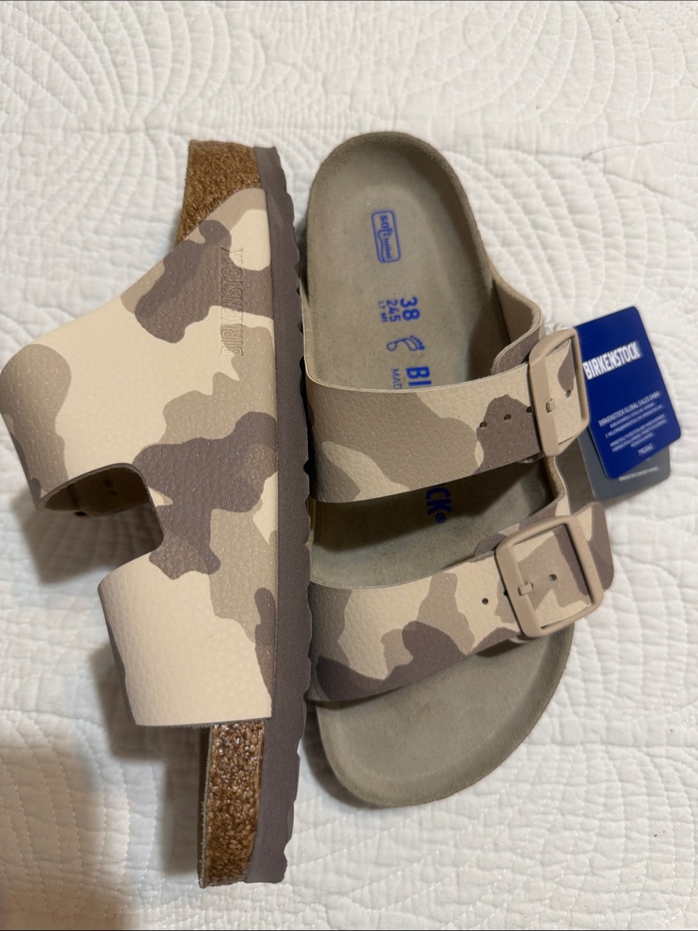 Birkenstock Arizona Two-Strap Sandals in Beige Camo